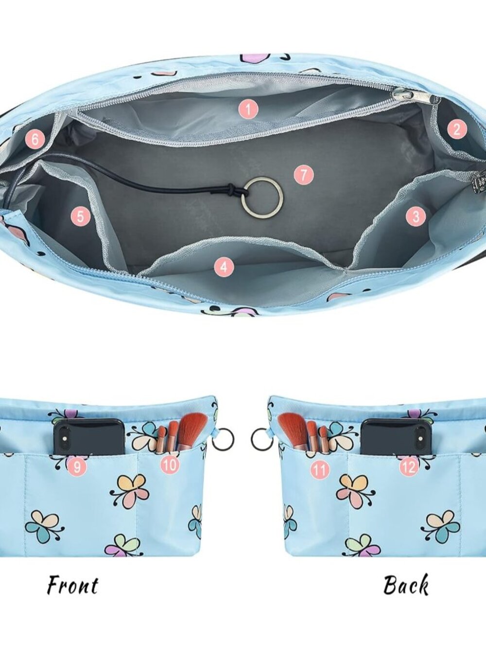 Premium Nylon Purse Organizer Tote Handbag Insert Organizers Bag in Bag Zipper 1 - Picture 4 of 7